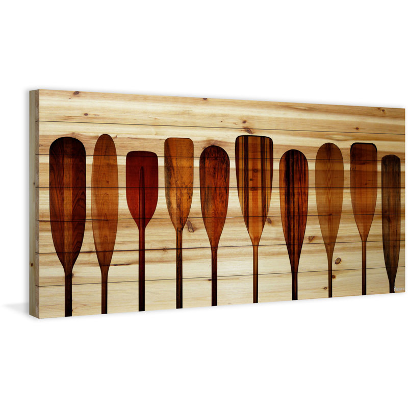 Canoe Paddles par Parvez Taj - Impression sur bois sans cadre, H 22,5 po x l 45 po x P 1,5 po