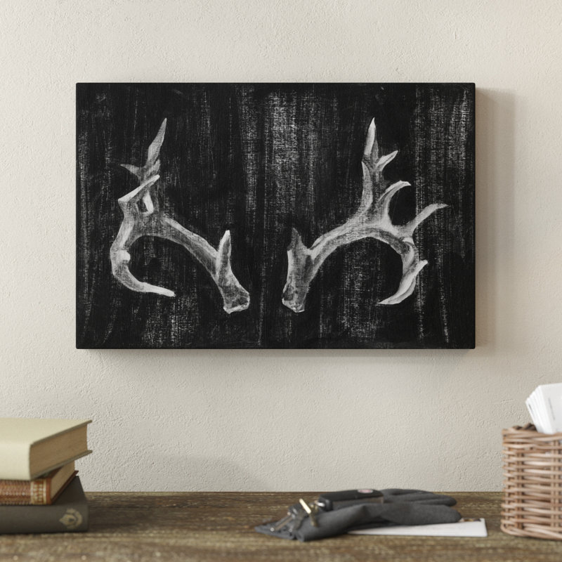 «Rustic Antler I» par Ethan Harper - reproduction d'art sur toile, H 12 po x l 18 po