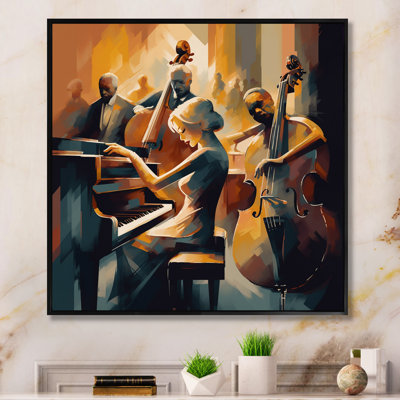 Female Jazz Performer And Band II - Music Jazz Framed Prints