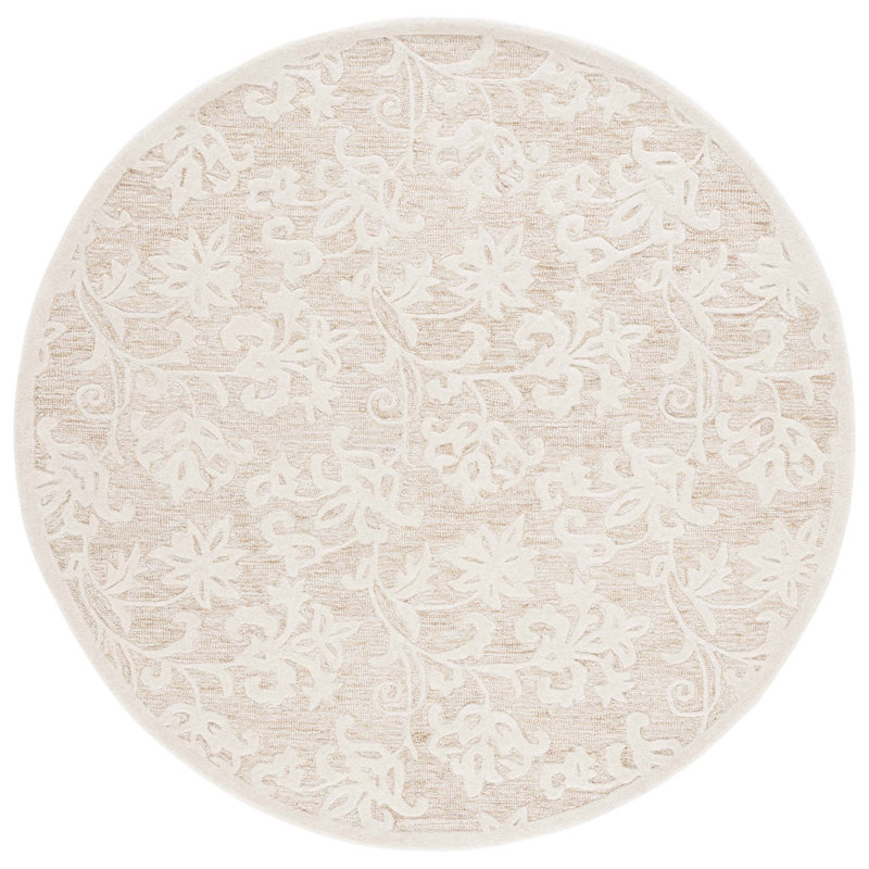 Metro Hand Tufted Wool And Cotton With Latex Floral Rug, Round 6'
