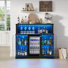 Glass Wine Cabinet with Freestanding Wine Cooler Refrigerator, 4 Removable Wine Shelves, RGB Light