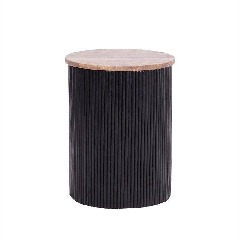Solid Wood and Rattan End Table