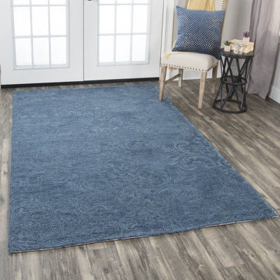 Tapis bleu en laine touffeté à la main Springview