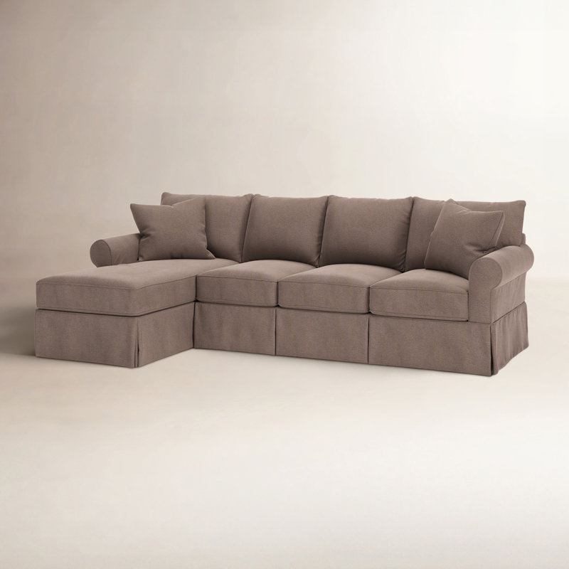 Amari Slipcovered Sectional with Sleeper Sofa, Left Hand Facing, Bella Cocoa Performance Velvet