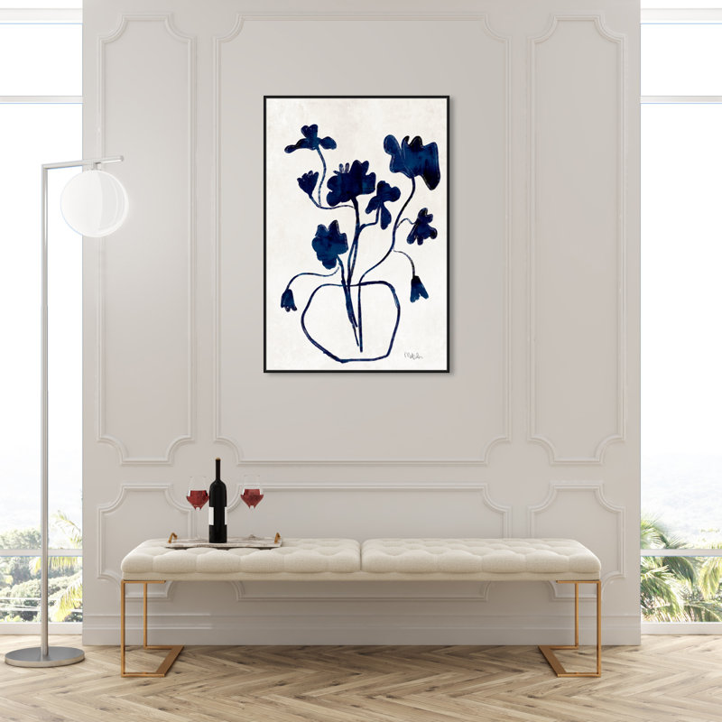 Vase anémone - Impression sur toile, Cadre noir, H 46 po x l 31 po, Noir