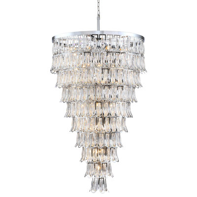 Lustre en cristal 35 niveaux à 35 lumières avec finition chromée 35 "pour le salon ou les espaces commerciaux