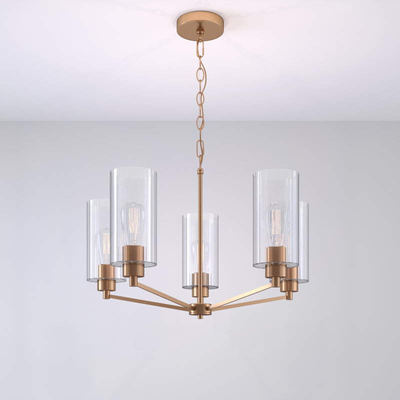 Lustre traditionnel ombragé, Or moderne, H 20 po x l 21 po x P 21 po