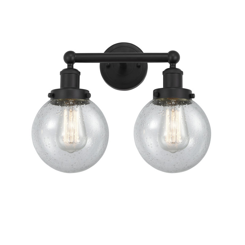Éclairage pour meuble-lavabo à 2 lumières à intensité variable Alfonsa, Noir mat, Mercurisé