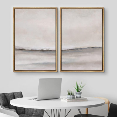 Minimal Landscape " Brush Stroke " 2 - Pieces