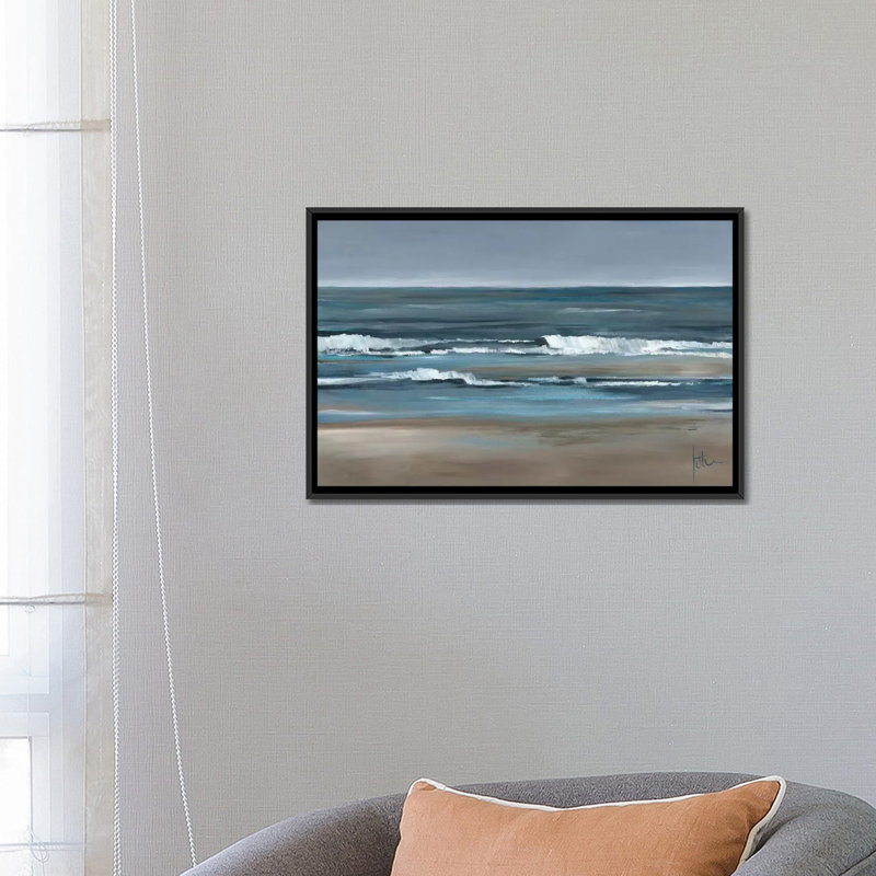 «Waves I», impression sur toile, H 18 po x l 26 po x P 1,5 po, Toile avec cadre noir, Pas de tapis
