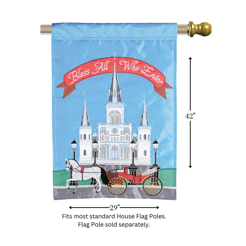 Drapeau de la cathédrale Saint-Louis «Bless All», H 42 po x l 29 po