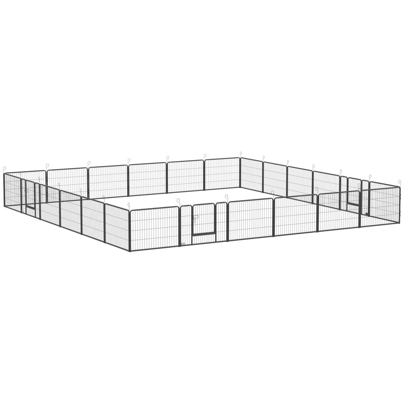 Parc pour chiens robuste de 24 panneaux et de 24 pouces de hauteur pour petits chiens, H 23,6 po x l 252 po x P 126 po
