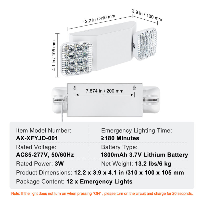 Batterie de secours pour 12 lumières de secours commerciales à DEL