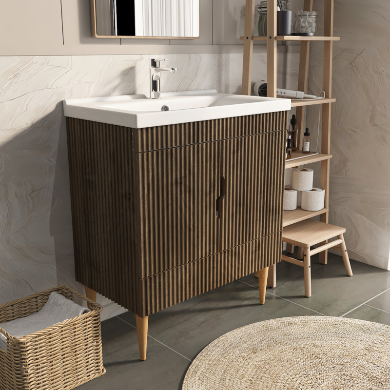 Sahra Bathroom Vanity, Walnut, 80cm