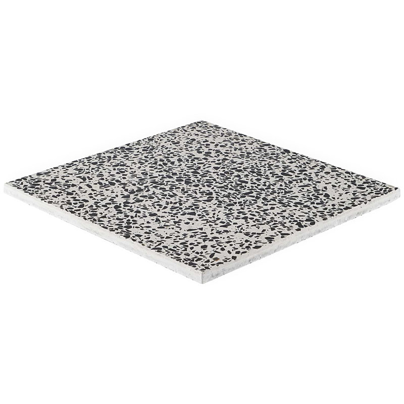 True Terrazzo 16x16 Polished Terrazzo Tile, Tinos Black/White