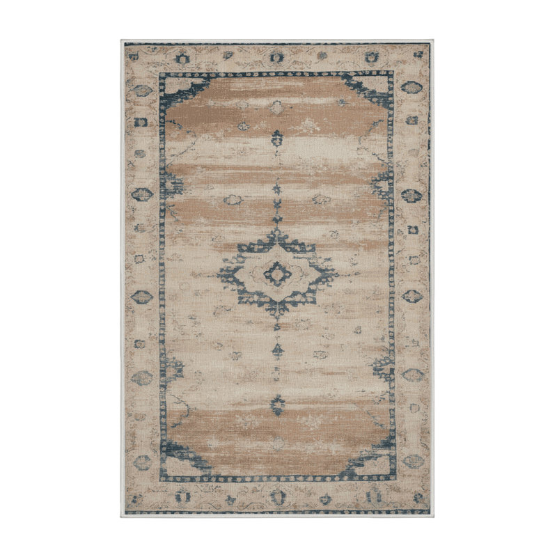 Tapis beige surteint lavable à la machine, Tapis de couloir 2 pi x 4 pi
