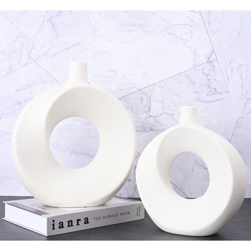 Franklynn 2 Piece Ceramic Table Vase, White
