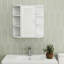 Armoire de rangement de salle de bain avec porte miroir - 6 tablettes ouvertes ouvertes, 3 tablettes réglables murales blanches, aspect réglable