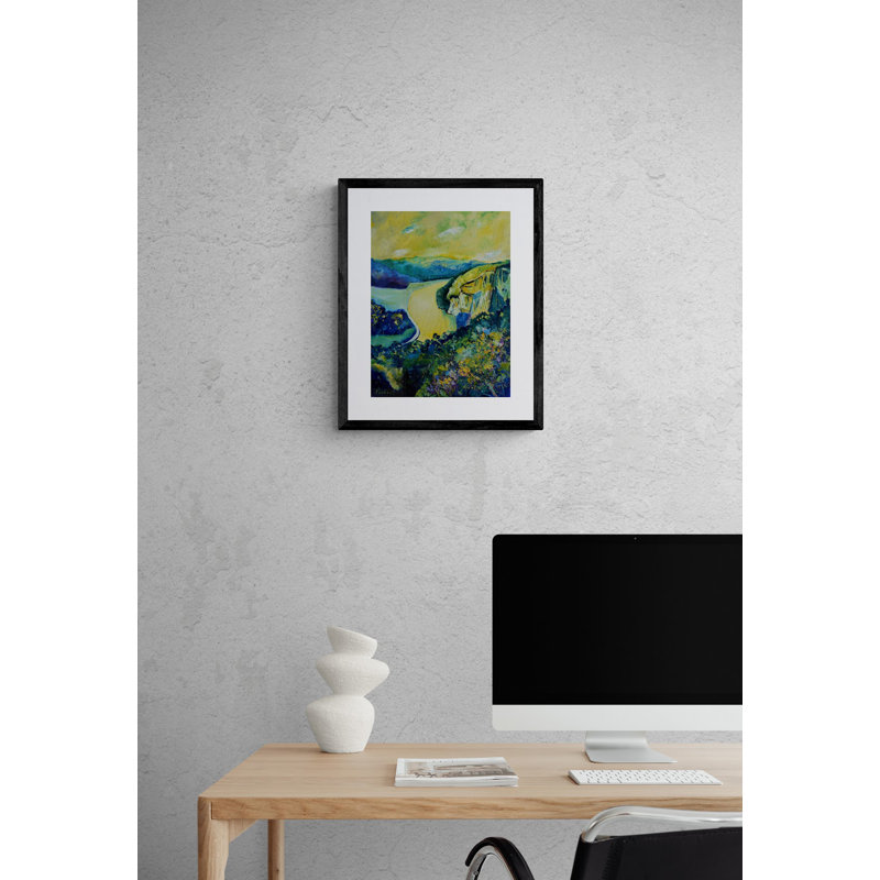 Yellow River Print by Pol Ledent, Black Framed Canvas, 33" H x 25" W