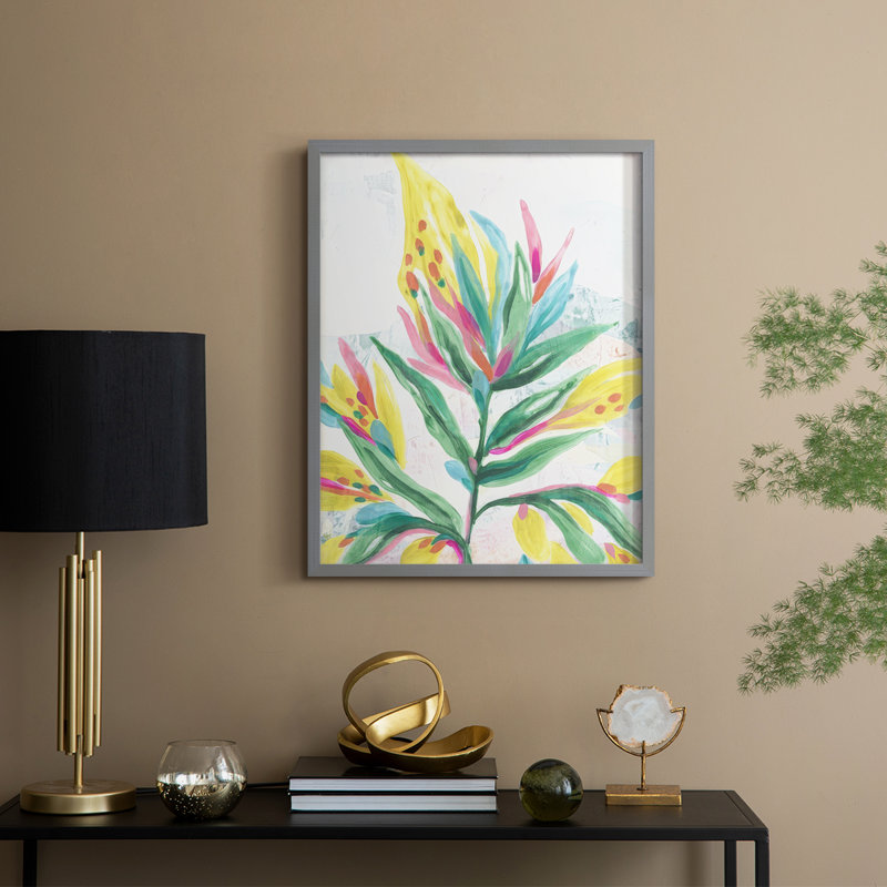 «Tropical Leaf Fresco II», H 15 po x l 12 po, Gris
