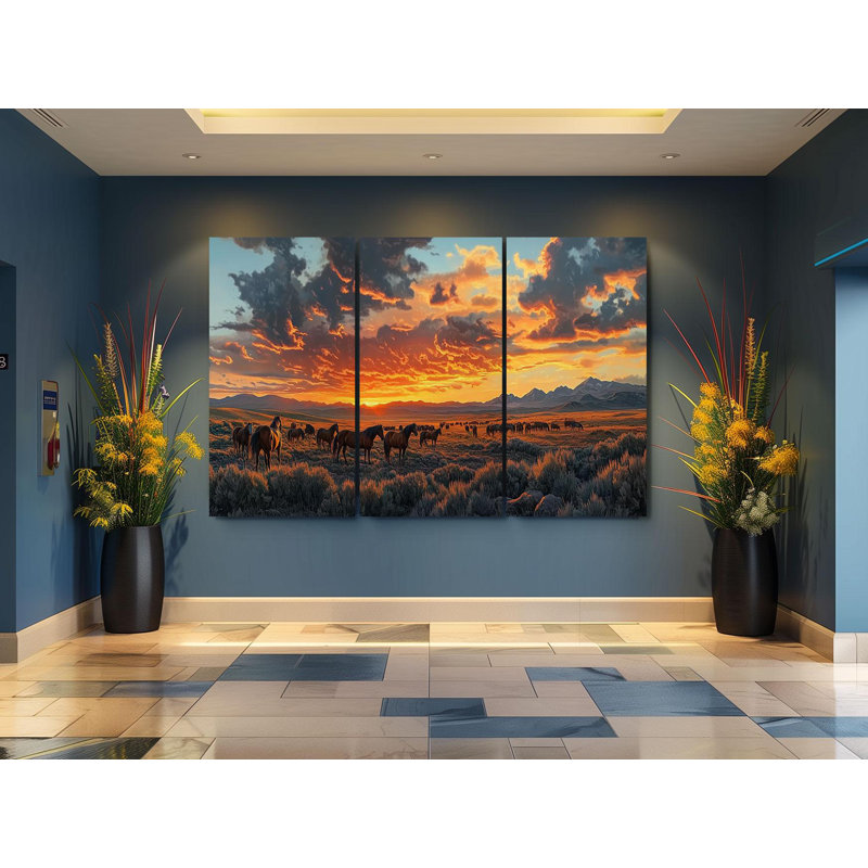 Reproduction d'art, "Triptyque sur toile", H 30 po x l 60 po
