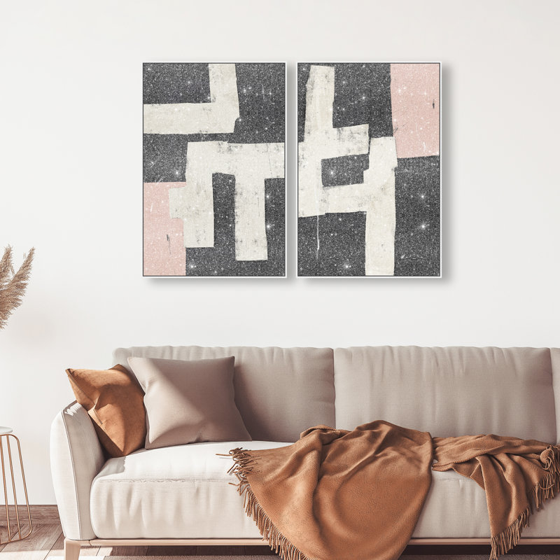 Placed Together Set Set by Oliver Gal, 31"H x 46"W, White Floater Frame