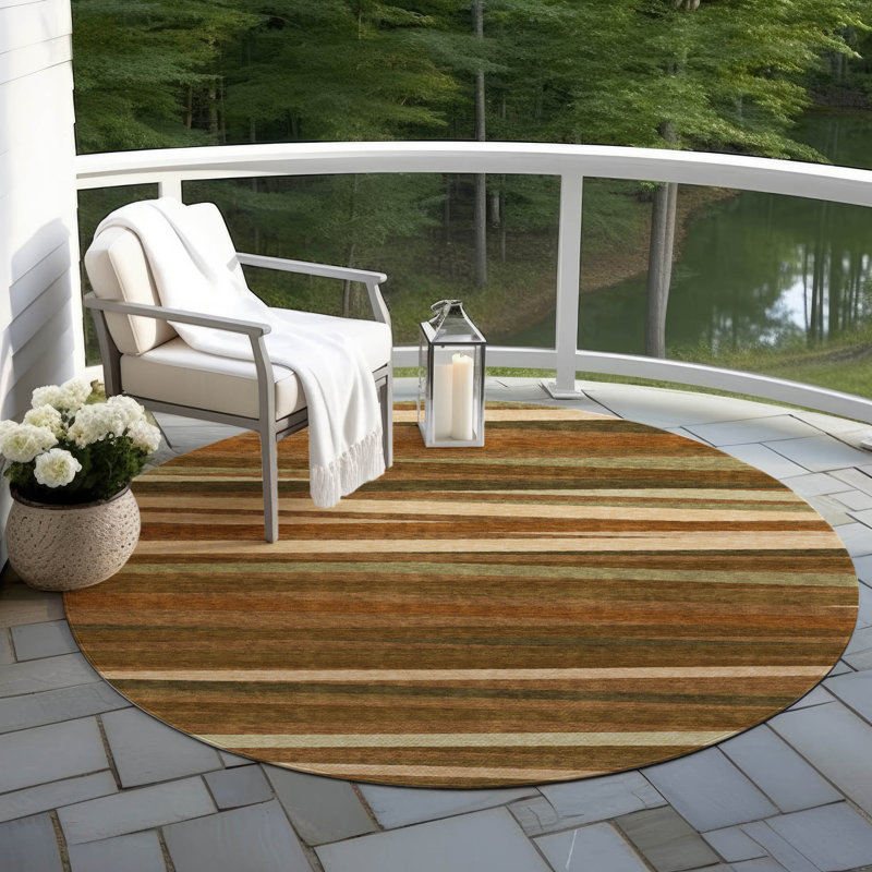  Machine Washable Indoor/Outdoor Chantille ACN997 Gray Area Rug, Round 8'