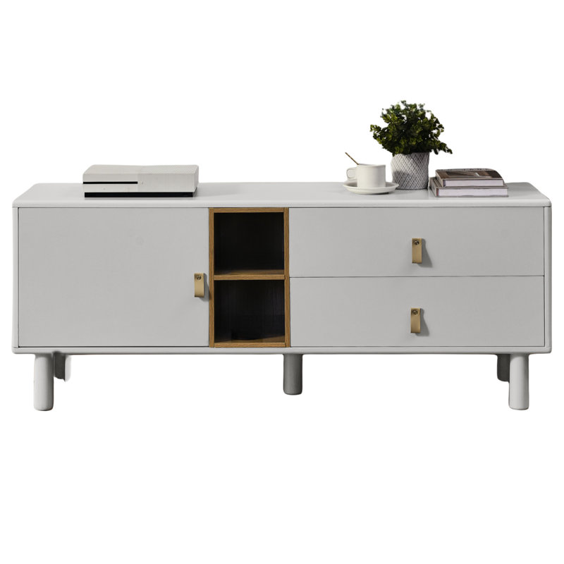 Crédence de rangement l 54,57 po Birga, Blanc