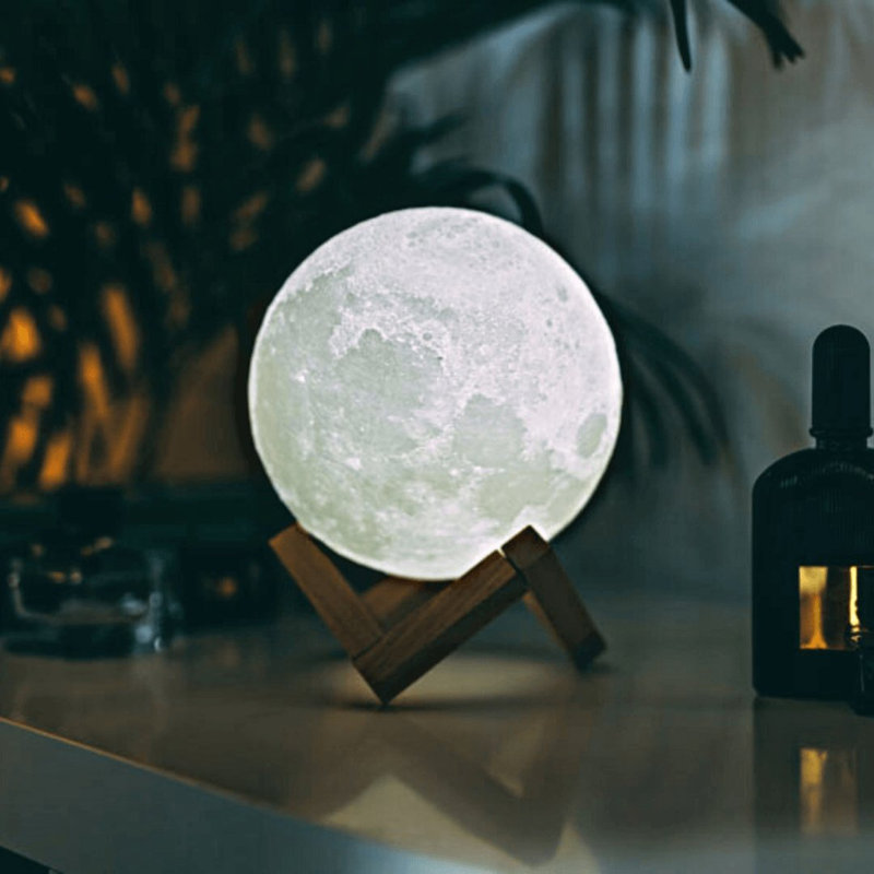 Lampe lune, H 7,15 po x l 6,85 po x P 6,75 po
