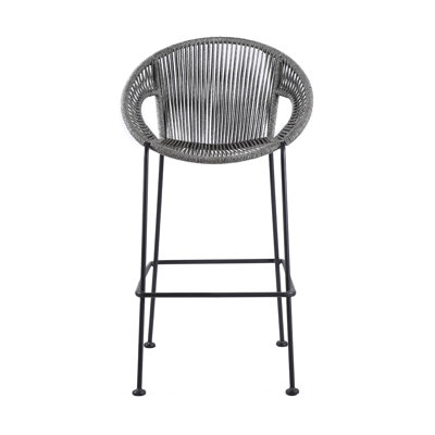 Tabouret de bar d'extérieur en acier 26 po avec corde grise Van - ensemble de 3
