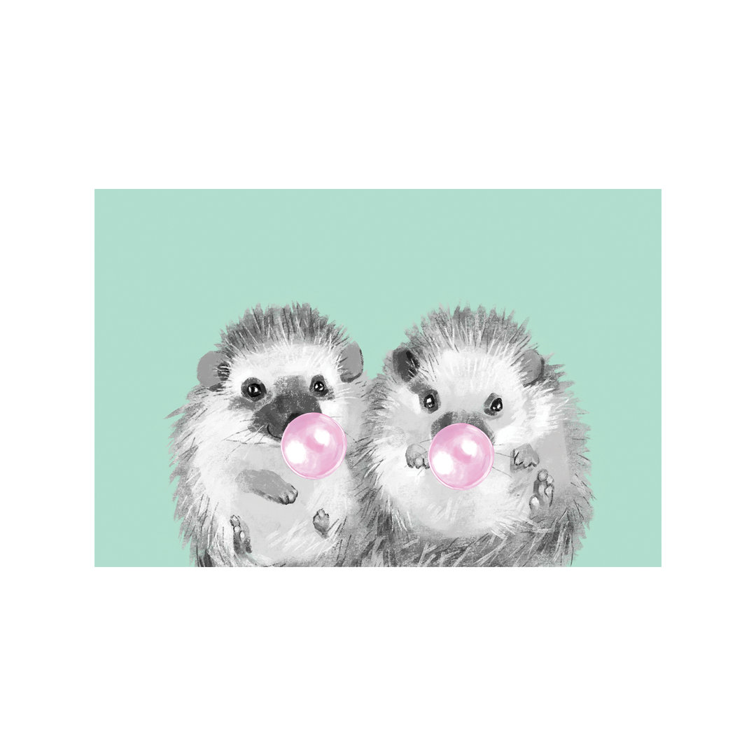 Playful Twins Hedgehog by Big Nose Work - Graphic Art Print on Canvas