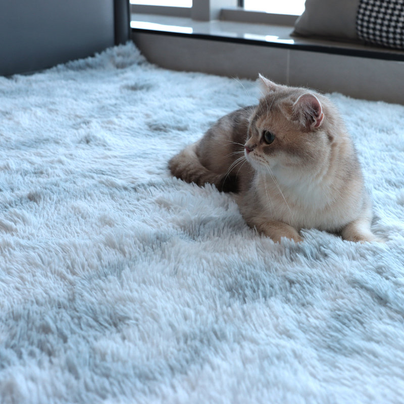 Fuzzy Shaggy Area Rugs Blue Fluffy Rugs with Non-Slip Backing