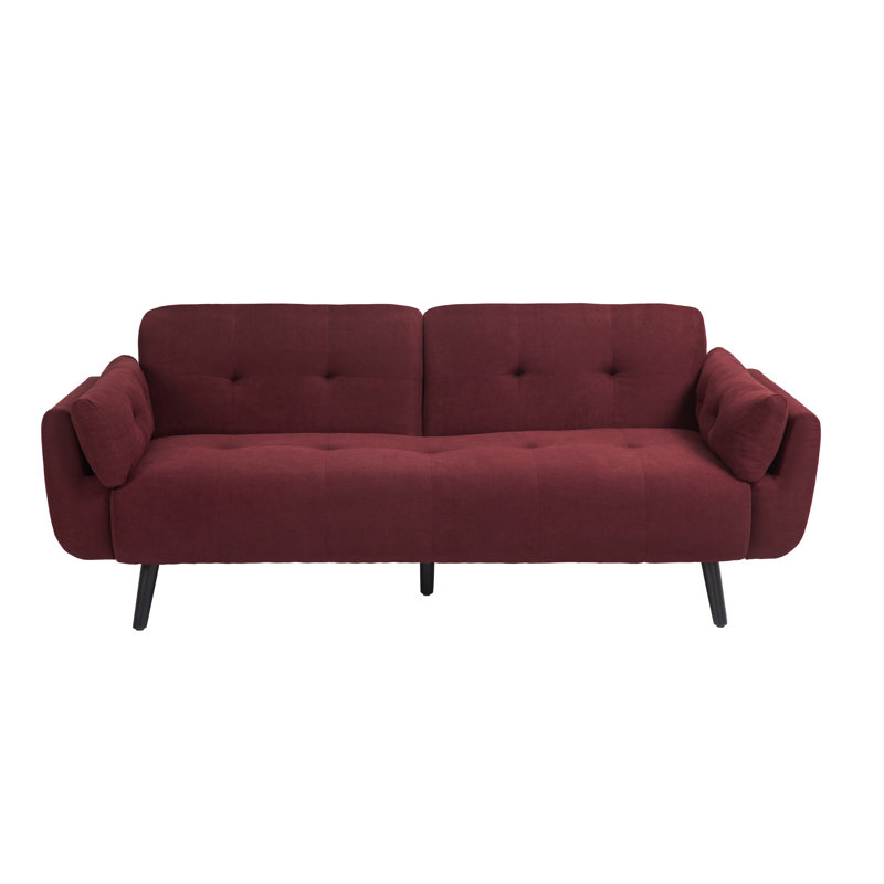 Raducu Twin 190.2Cm Wide Tufted Convertible Sofa, Red Polyester