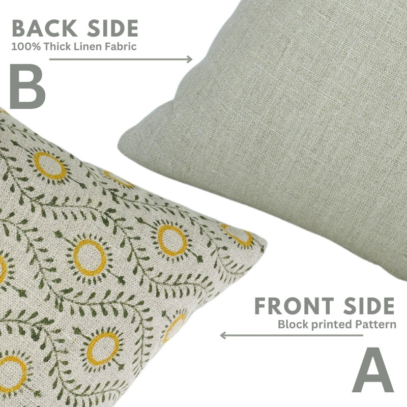 Housse de coussin taie d'oreiller lombaire en lin Fab Divine, décoration d'automne (Lehar, moutarde), H 16 po x l 16 po