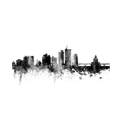 Cedar Rapids, Iowa In Black & White by Michael Tompsett - 1 Piece Wrapped Canvas Wall Art