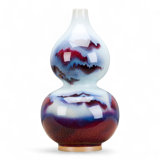 Porcelain Gourd Vase with Running Glaze