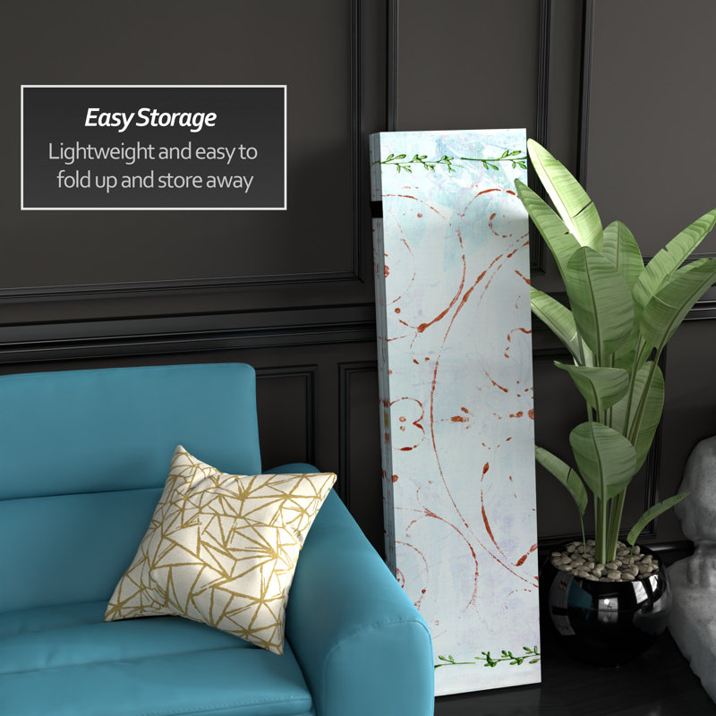 60" x 78.5" Winter's Peace 5 Panel Room Divider, White