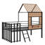 Metal Loft Bed With Roof, Window, Guardrail, Ladder-2097768162