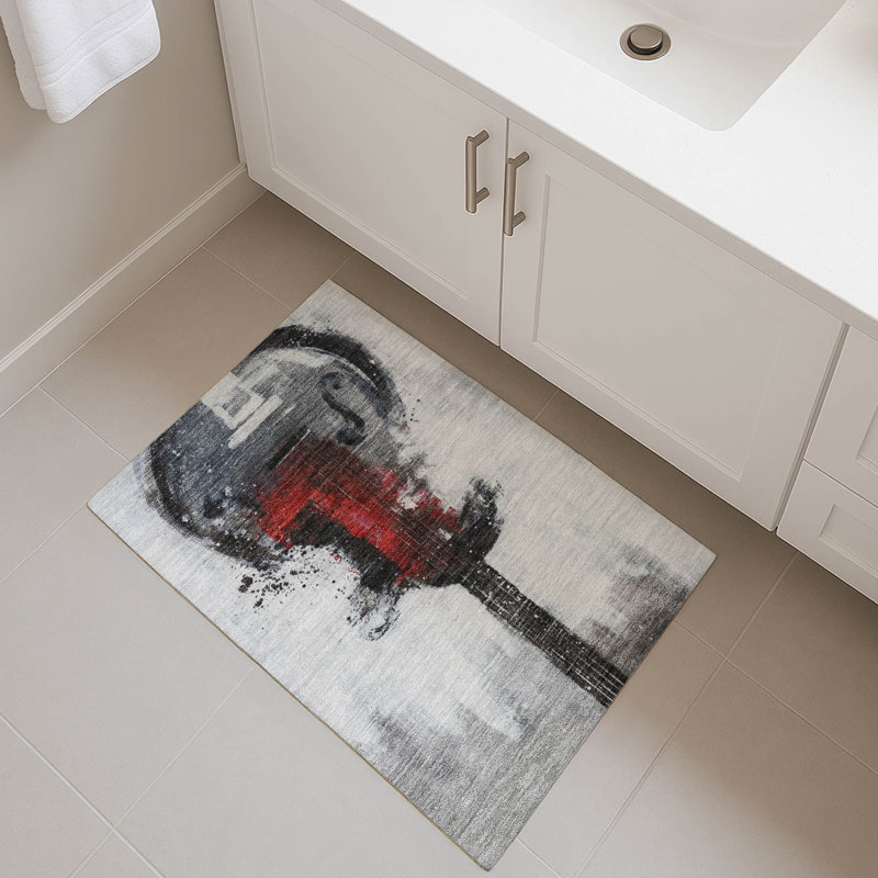 Premium Machine Washable Mayfield AMF2091 Music Rug, 1'8" x 2'6", Gray