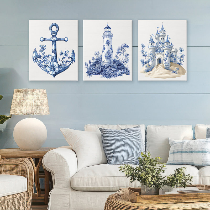 Ensemble de 3 toiles Ornate Nautical