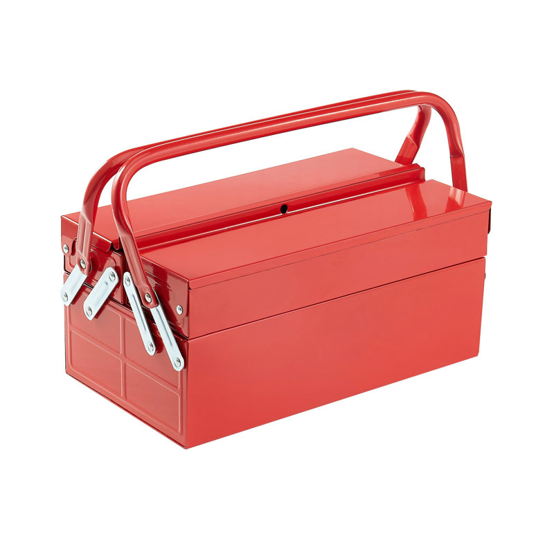 Boîte à outils pliante en porte-à-faux à 2 niveaux et 3 plateaux 14 pouces avec poignée | Capacité de charge maximale de 8,8 lb pour le trou de verrouillage pour garder les deux poignées en toute sécurité, confortable et idéal pour les outils de transport