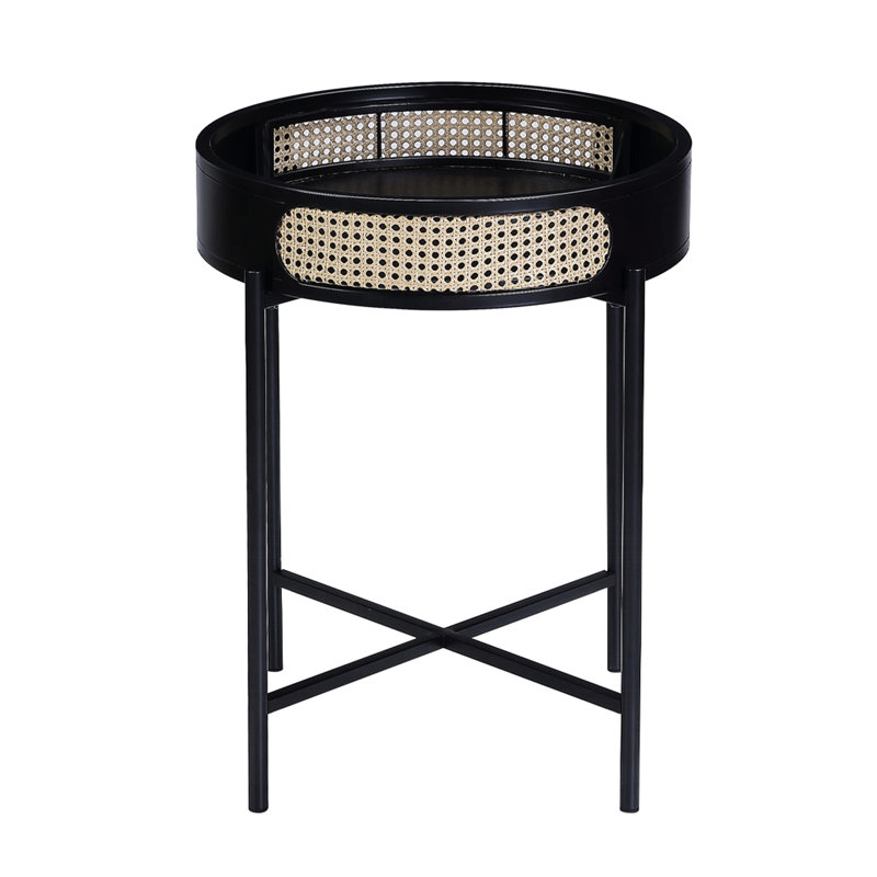 Round End Table With Open Top, Black Metal Legs, Insert And Storage Function, Great For Coffee & Tables, , 22 Inches Deep, 24 High, 17 Lb Featuring Tabletop,    Compartment, Ideal Use,