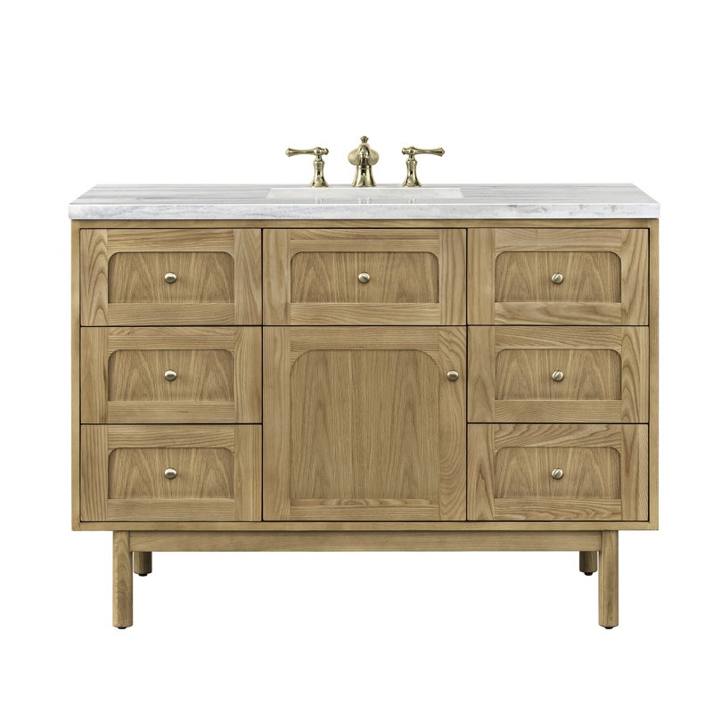 Laurent 48'' W Single Vanity, Light Natural Oak, Ethereal Noctis, 8" Widespread