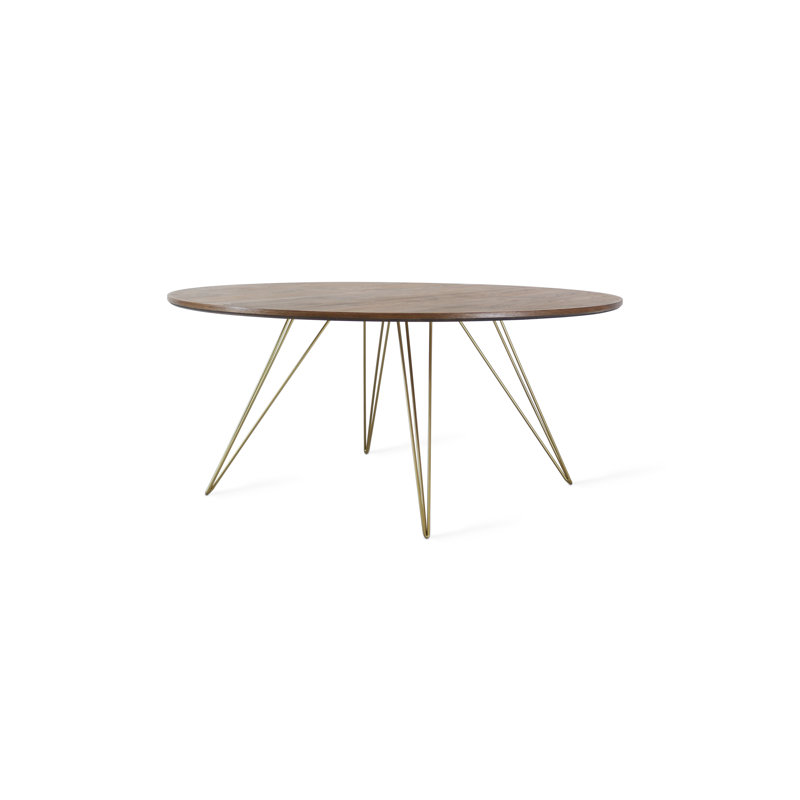 Williams Single Coffee Table, 18" H x 40" L x 40" W, Brassy Gold, Walnut