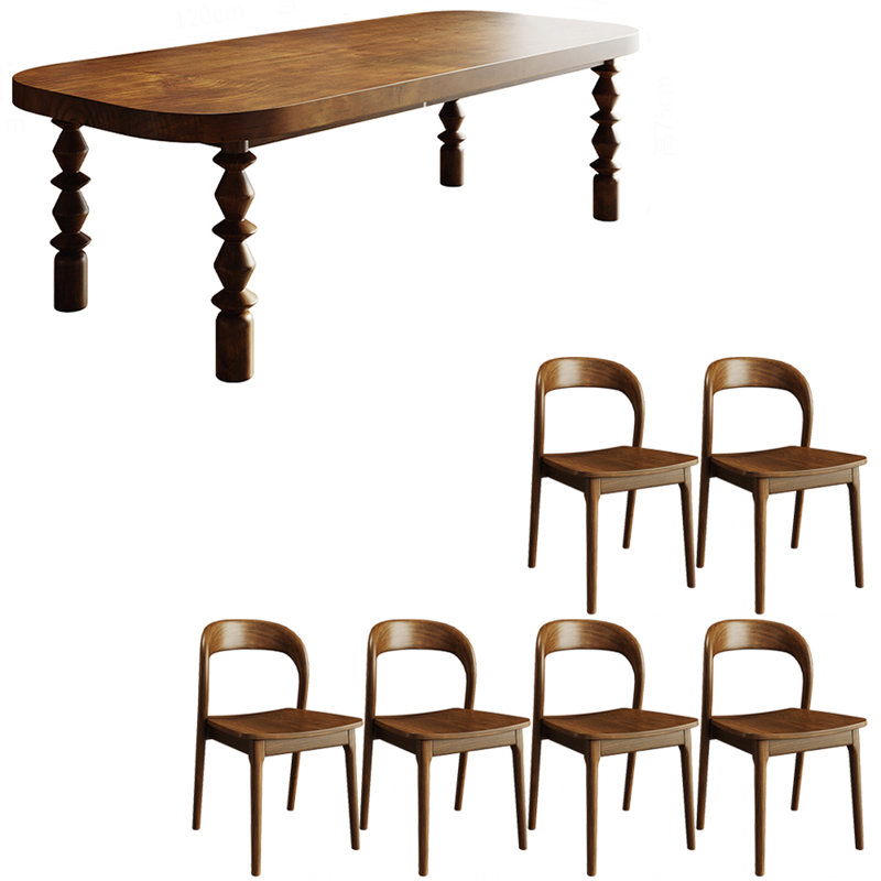 Ensemble de table de salle à manger en bois massif de style américain, H 29,5 po x L 70,8 po x l 31,4 po