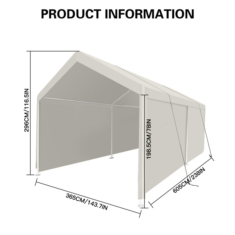 Carport, 12×20 Heavy Duty Portable Carport Garage Tent For Outdoor Storage Shelter