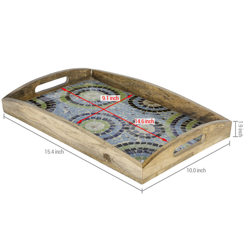 Mosaic Glass Mango Wood Serving Tray