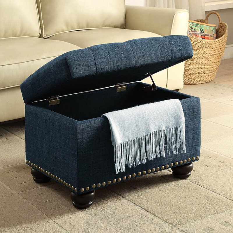 CLASSIC BUTTON-TUFTED FOOTSTOOL WITH STORAGE