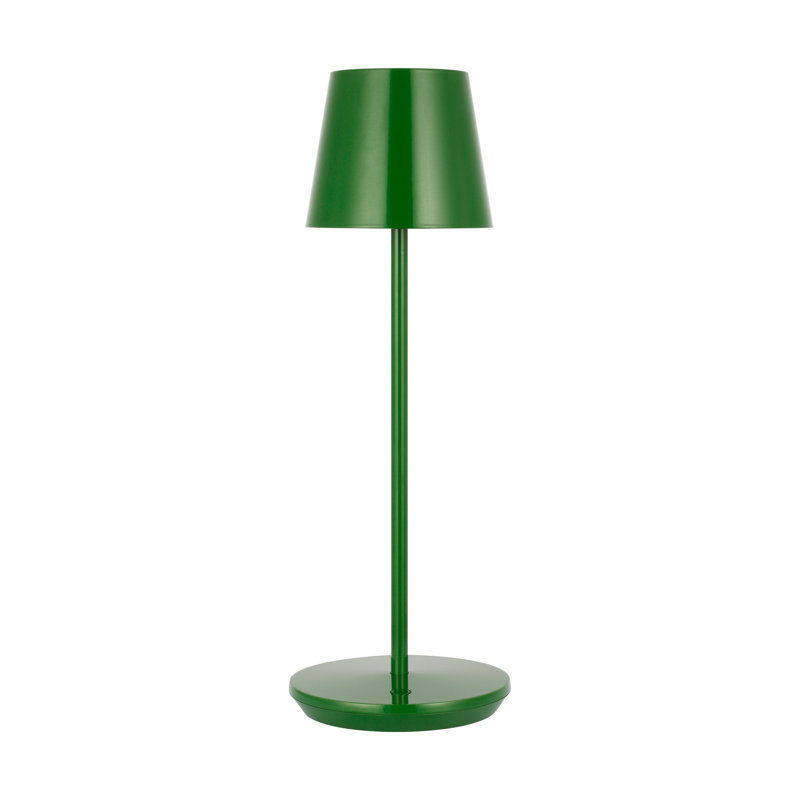 Rukija 1-Light Modern Rechargeable Table Lamp with Shade, Green