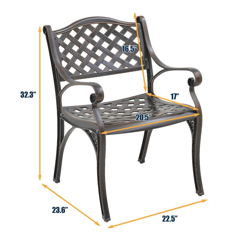 Chaise d'extérieur en fonte d'aluminium, Brun